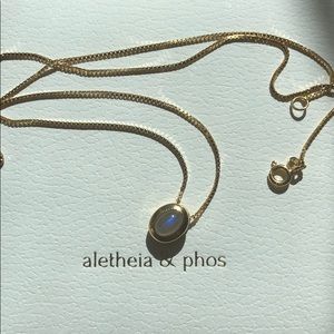 Labradorite 14 k gold vermeil necklace band new